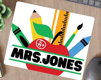 Personalized Teacher Mouse Pad: Custom Name Desk Accessory
