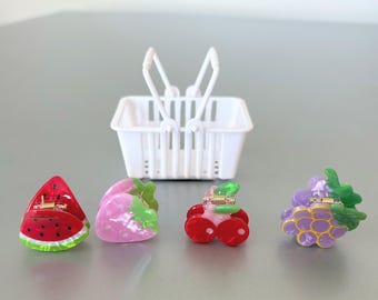 Mini Fruit Basket Hair Clip Set