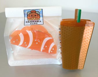 Croissant & Iced Coffee Hair Claw Set