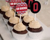 Items similar to Go Bucks - Printable Party Circles Cupcake Toppers ...