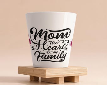 Mom the Heart of the Family Ceramic Coffee Tea Cup Mug | Gift for Mom, Grandma, Wife
