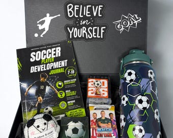 Soccer Gift Box for Boys & Girls – Personalized Soccer Player Gift Basket | Soccer Birthday Gift for Kids | Athlete Motivation Gift