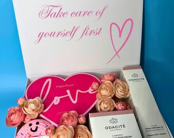 Best Gift for Friend, Self Care Gift Box for Bestie, Skincare, Treats, Handmade Crochet Donut, Personalized Keepsake Box