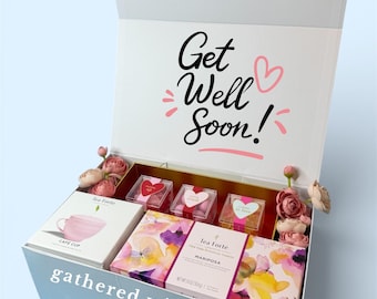 Get Well Soon Gift Basket Organic Tea, Ceramic Cup, Candy Cubes