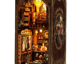 DIY Book Nook Kit: Royal Seamer Miniature Bookshelf Decor with LED