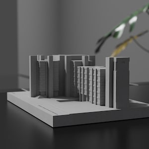 Modello in cemento del Richard Medical Research Center – Decorazione da scrivania ispirata a Louis Kahn