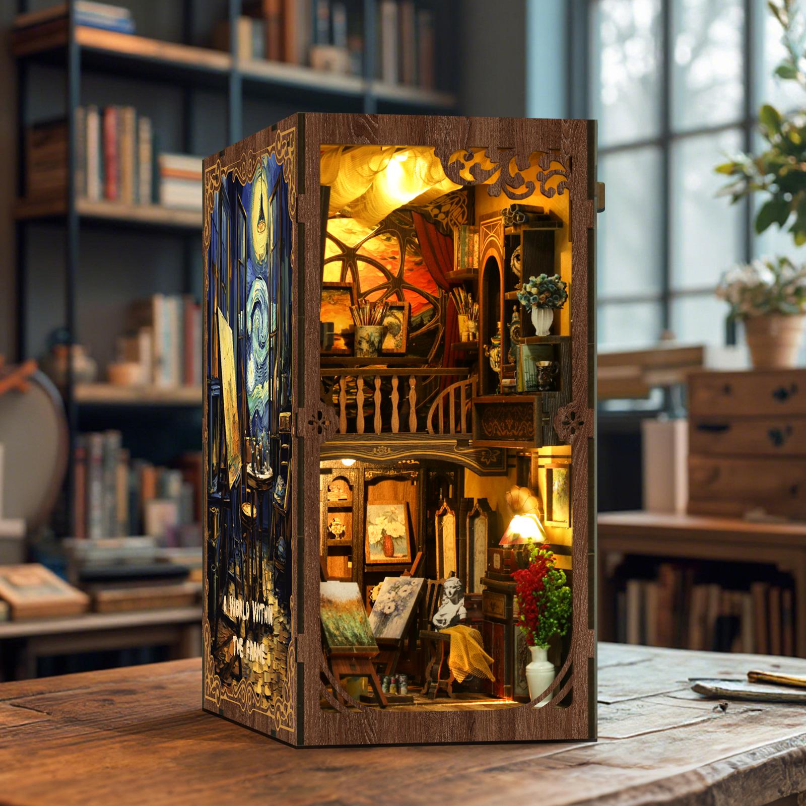 Kit book nook DIY booknook puzzle 3D pour bibliothèque décoration, modèle créatif pour étagère à