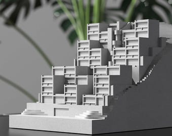 Cementmodel Rokko-behuizing – op Tadao Ando geïnspireerde bureauinrichting