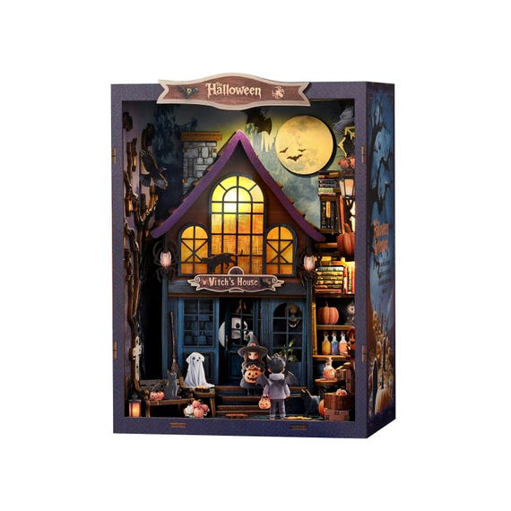 Kit DIY Book Nook Château Magic Night – Maquette LED Pour Halloween