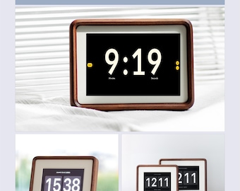 Cornice in legno per iPad: display per tablet, supporto da parete e da scrivania, legno di noce