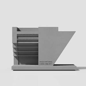 Scultura in cemento del municipio di Dallas di I.M. Pei: replica dell'architettura brutalista