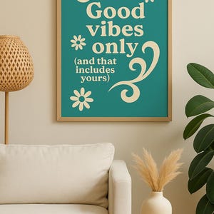 Good Vibes Retro Wall Art | Positive Quote Print | Groovy 70s Aesthetic | Digital Download