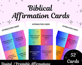 Biblical Affirmation Cards Printable  Christian Scripture Cards for Women, Faith-Based Positive Quotes, Instant Download Bible Verses
