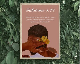 Galatians 5:22 Urban Christian Wall Art Fruit of the Spirit Scripture Print Modern Bible Verse Poster Faith and Culture Digital Download