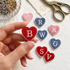 Mini Heart Initial Iron On Patches | Personalized Alphabet Embroidery Applique | Custom Name Patch for Bags, Jackets, DIY Decor