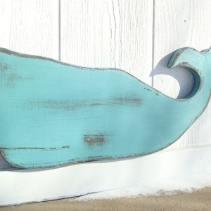 whale thick wood beach house art