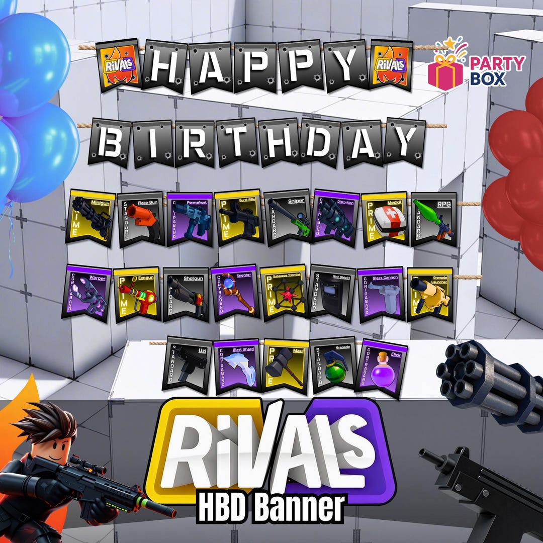 Kaye Rivals Printable Roblox Rivals Happy Birthday Banner | Printable Party Decoration ...