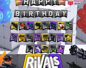 Roblox Rivals Geburtstagsbanner | Printable Party Dekoration | Digitaler PDF Download in den Formaten 18 x 22 cm