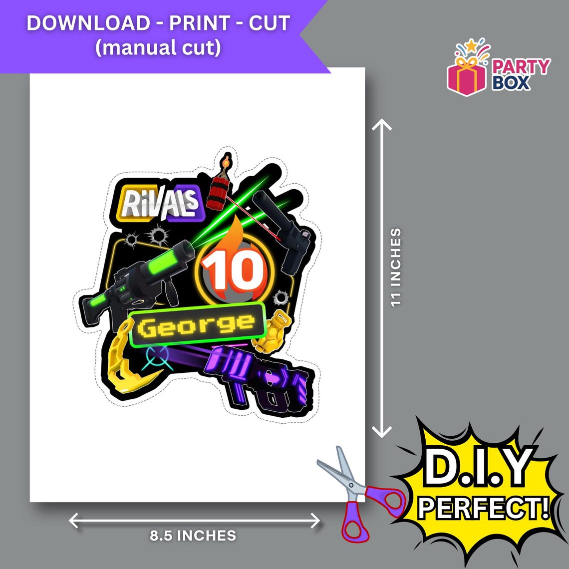 Roblox Rivals Cake Topper | Gamer Birthday Party, Blaster Theme (canva ...