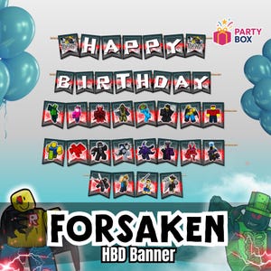 Forsaken Happy Birthday Banner | Printable Party Decoration | Instant Download 18x22cm