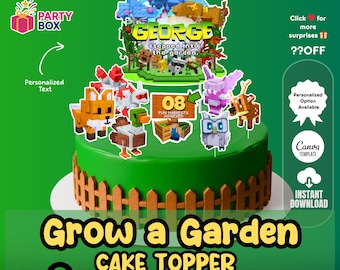 Wachsen Garten Cake Topper: Personalisiert , (Canva Vorlage)
