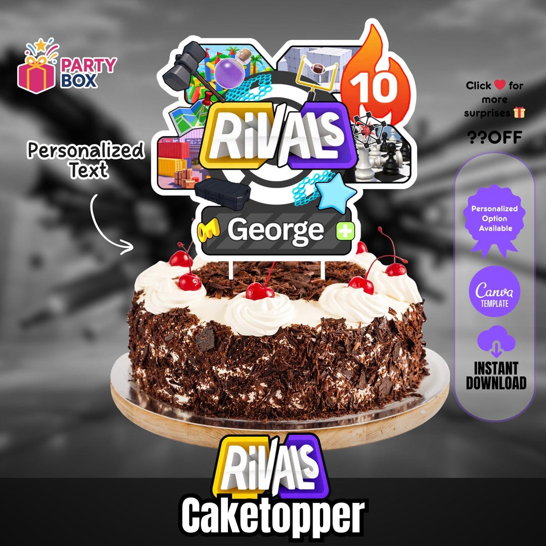 Roblox Rivals V3 Cake Topper: Gamer Birthday Party (editable Canva ...