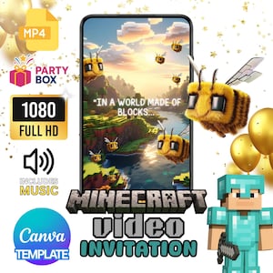Minecraft Ender Dragon Video Invitation | Animated Birthday Invite MP4 | Kids 6–11 | Personalized Digital Party