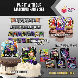 Roblox Rivals Geburtstagsbanner | Printable Party Dekoration | Digitaler PDF Download in den Formaten 18 x 22 cm Bild 8