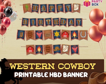 Western Cowboy Birthday Banner: Printable Party Decor (Digital Download)