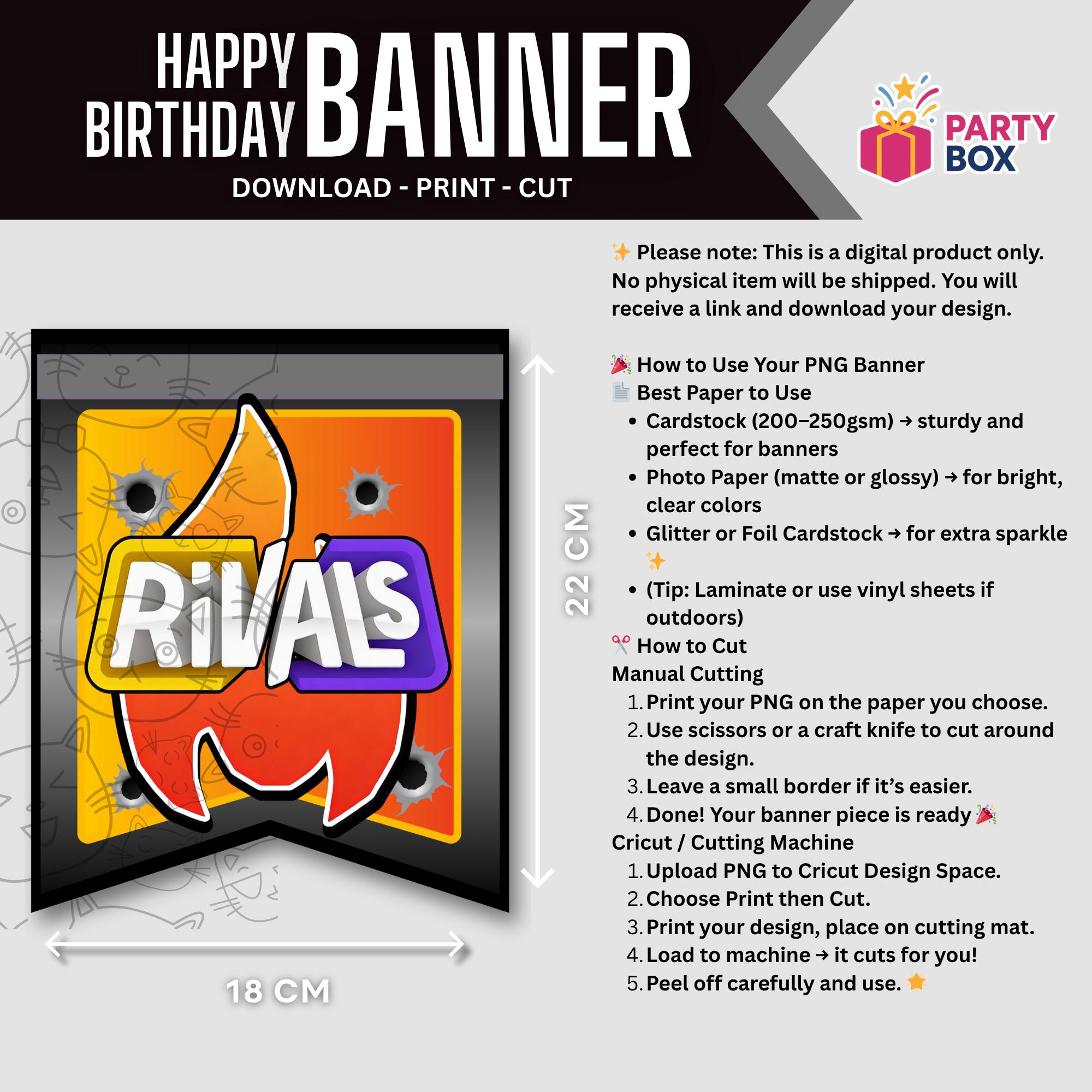 Happy Rivals Day Roblox Rivals Happy Birthday Banner | Printable Party Decoration ...