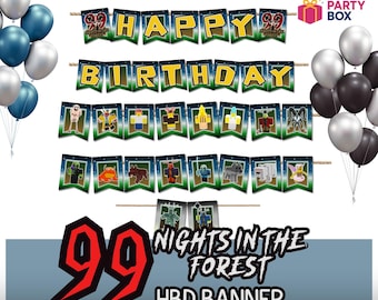 99 Nights in the Forest Geburtstagsbanner | Printable Party Dekoration | Sofortdownload 18 x 22 cm