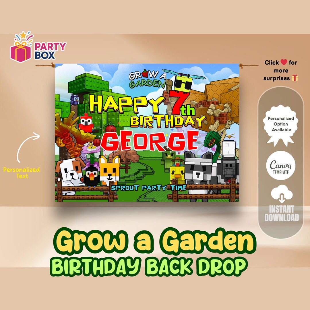 Grow a Garden Birthday Backdrop: Editable Party Decor (digital Download ...