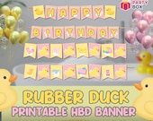 Pink Rubber Duck Birthday Banner: Printable Party Decor (Digital Download)
