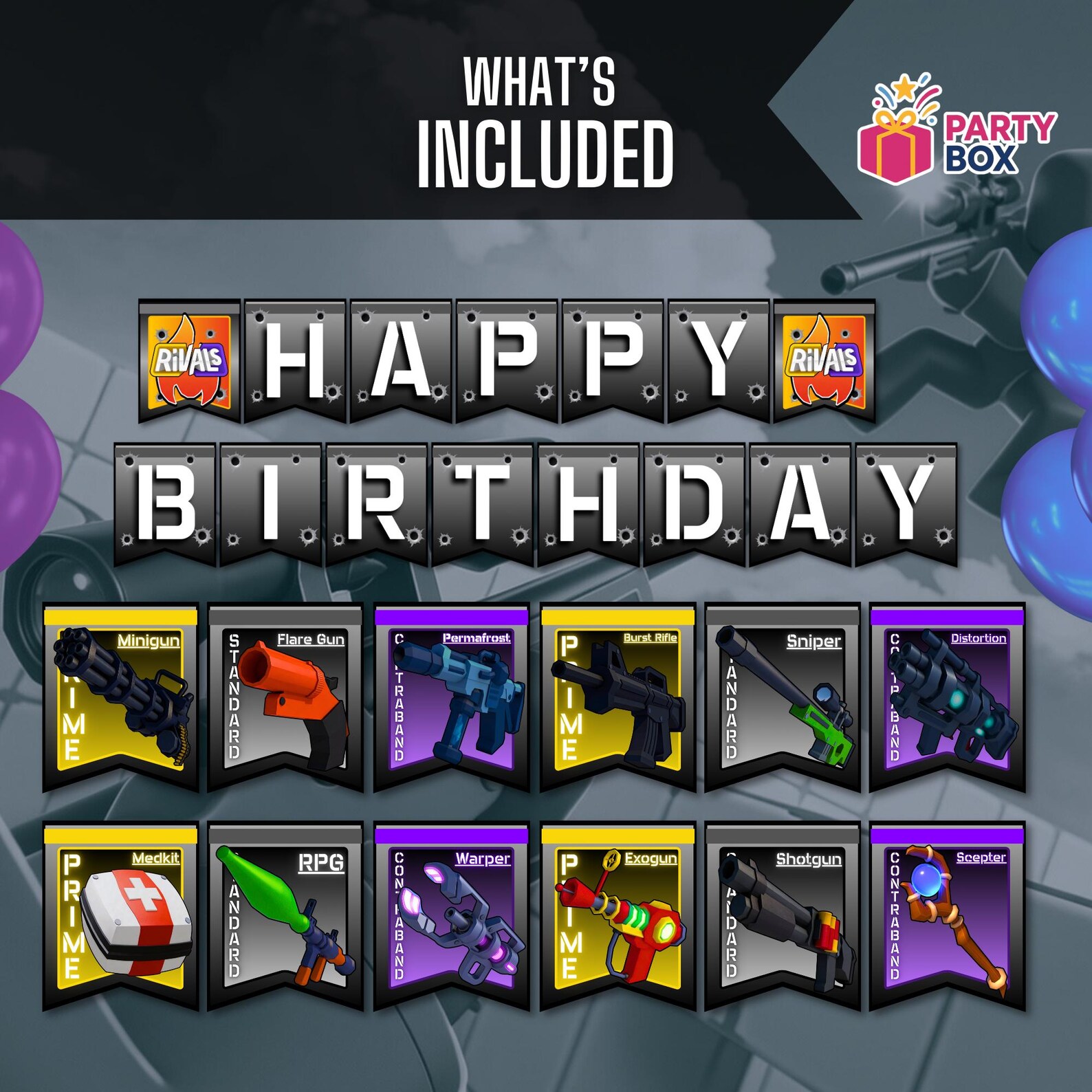 Happy Rivals Day Roblox Rivals Happy Birthday Banner | Printable Party Decoration ...