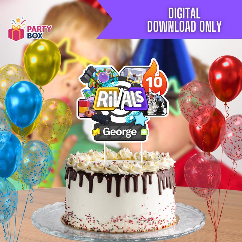 Roblox Rivals V3 Cake Topper: Gamer Birthday Party (editable Canva ...