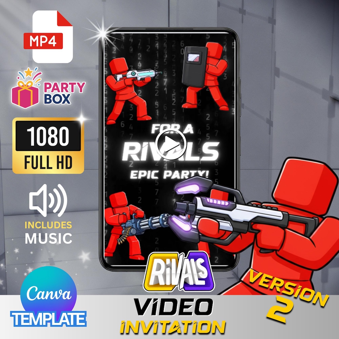 Roblox Rivals V2 Video Invitation | Animated Birthday Invite MP4 ...
