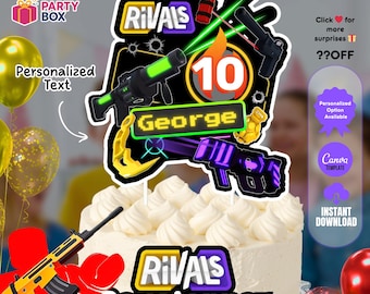 Roblox Rivals Cake Topper | Gamer Birthday Party, Blaster Theme (Canva Template)