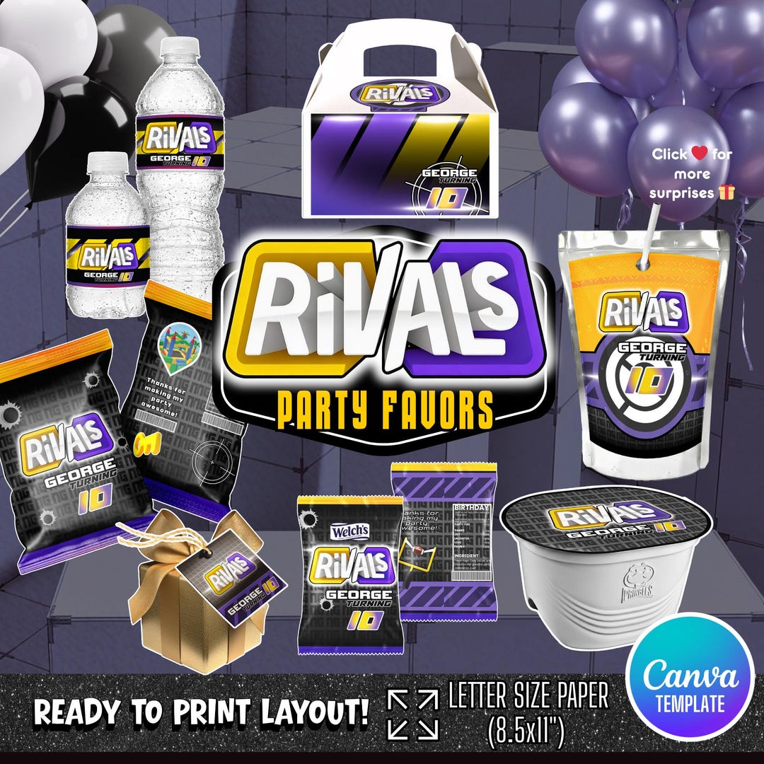 Bundle Rivals Party Favor Template | Roblox Game Inspired | Printable ...