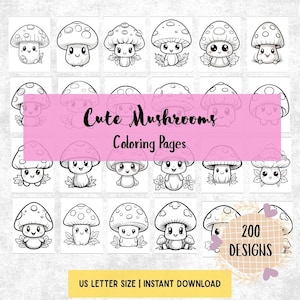 200 Cute Mushrooms Coloring Pages – PDF & PNG | US Letter Size
