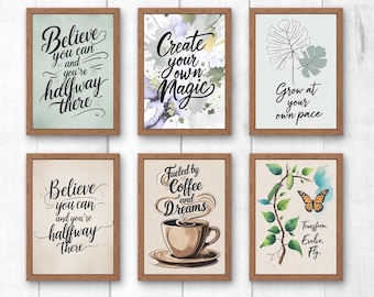 Inspirational Quote Prints Set: Motivational Wall Art (Digital Download)