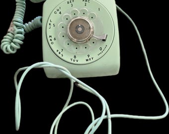 Vintage Western Telephone Seamfoam Mint Green Classic ROTARY DIAL DESK Phone
