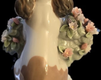 LLADRO #6574 Take Me Home-Puppy Dog w/ Flowers Glossy Figurine Collectible w/Box