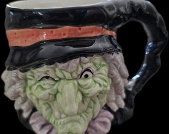 Fitz And Floyd Halloween Green Face Witch Mug FF 1988 Lizard