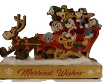 Light Up Disney Merriest of Christmas Wood Figure Christmas Holiday
