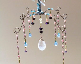 Bead Crystal Chandelier for Indie Room Decor Handcrafted Suncatcher Mobile Perfect Soul Sister Gift