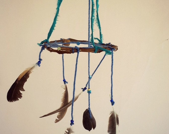 D R E a M C a T C H E R - Baby Mobile Weaved in Blue Adorned With a ...