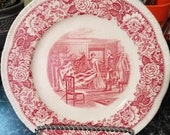 Historical America Red 9.25 quot Scalloped Luncheon Plate by Homer Laughlin China Company Antique Made in 1940 39 s Joseph Boggs Beale
