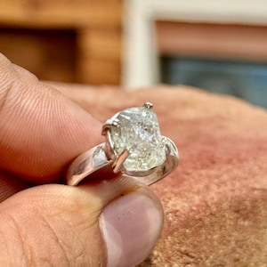Beautiful Herkimer Diamond Ring,  925 Sterling Silver, Handmade Ring, Rough Herkimer Diamond Ring, Anniversary Gift For Her, Valentine Sale
