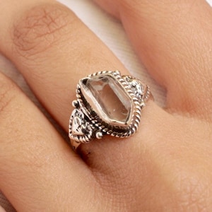 Natural Herkimer Diamond Ring,  925 Sterling Silver, Handmade Ring, Rough Herkimer Diamond Ring, Gift  For Her, Boho Ring  Christmas Gift