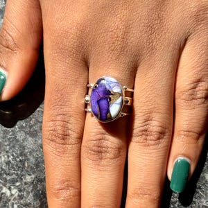 925 Sterling Silver Ring, Purple White Oyster Gemstone, Handmade  Oyster  Ring ,Women Jewelry, Anniversary Perfect Gift For Her ,Custom Size